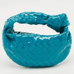 Pre Owned Bottega Veneta Teal Blue Intrecciato Leather Mini BV Jodie Hobo