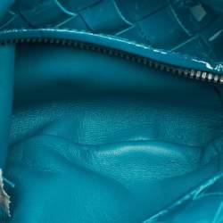 Pre Owned Bottega Veneta Teal Blue Intrecciato Leather Mini BV Jodie Hobo