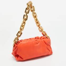 Pre Owned Bottega Veneta Orange Leather The Chain Pouch Bag