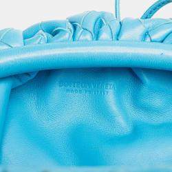 Pre Owned Bottega Veneta Blue Nappa Intrecciato The Mini Pouch Crossbody