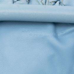 Pre Owned Bottega Veneta Blue Nappa Intrecciato The Mini Pouch Crossbody