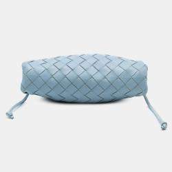 Pre Owned Bottega Veneta Blue Nappa Intrecciato The Mini Pouch Crossbody