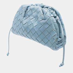 Pre Owned Bottega Veneta Blue Nappa Intrecciato The Mini Pouch Crossbody