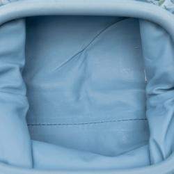 Pre Owned Bottega Veneta Blue Nappa Intrecciato The Mini Pouch Crossbody