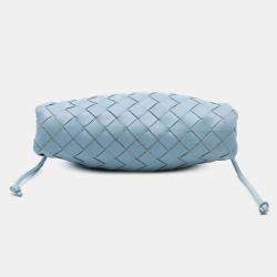 Pre Owned Bottega Veneta Blue Nappa Intrecciato The Mini Pouch Crossbody