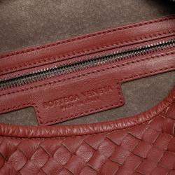 Pre Owned Bottega Veneta Red Small Nappa Intrecciato Veneta Hobo