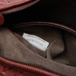 Pre Owned Bottega Veneta Red Small Nappa Intrecciato Veneta Hobo