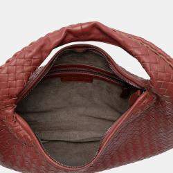 Pre Owned Bottega Veneta Red Small Nappa Intrecciato Veneta Hobo
