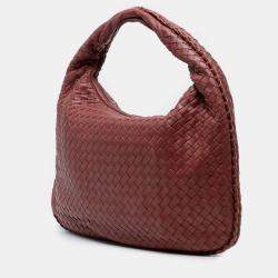 Pre Owned Bottega Veneta Red Small Nappa Intrecciato Veneta Hobo