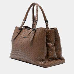 Pre Owned Bottega Veneta Brown Medium Nappa Intrecciato Roma Tote