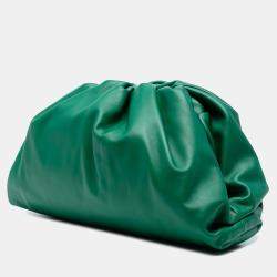 Pre Owned Bottega Veneta Green Lambskin The Pouch