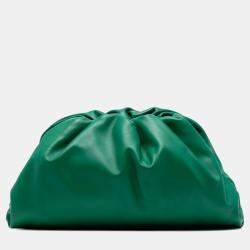 Pre Owned Bottega Veneta Green Lambskin The Pouch