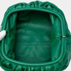 Pre Owned Bottega Veneta Green Lambskin The Pouch