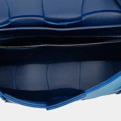 Pre Owned Bottega Veneta Blue Nappa Intrecciato Wavy Cassette Crossbody