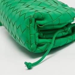 Pre Owned Bottega Veneta Green Intrecciato Leather Mini The Pouch Bag