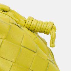 Pre Owned Bottega Veneta Yellow Nappa Intrecciato The Mini Pouch Crossbody