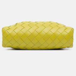 Pre Owned Bottega Veneta Yellow Nappa Intrecciato The Mini Pouch Crossbody