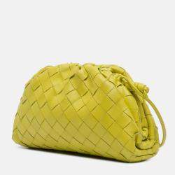 Pre Owned Bottega Veneta Yellow Nappa Intrecciato The Mini Pouch Crossbody