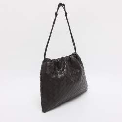 Pre Owned Bottega Veneta Dark Brown Intrecciato Leather Medium Dustbag Pouch