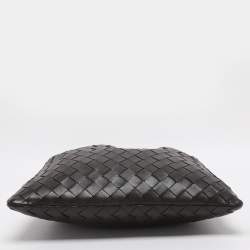 Pre Owned Bottega Veneta Dark Brown Intrecciato Leather Medium Dustbag Pouch