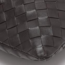 Pre Owned Bottega Veneta Dark Brown Intrecciato Leather Medium Dustbag Pouch