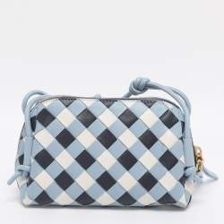 Pre Owned Bottega Veneta Tri Color Intrecciato Leather Concert Pouch