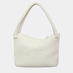 Pre Owned Bottega Veneta White Leather Tosca Intrecciato Bag