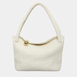 Pre Owned Bottega Veneta White Leather Tosca Intrecciato Bag