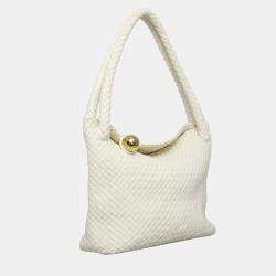 Pre Owned Bottega Veneta White Leather Tosca Intrecciato Bag
