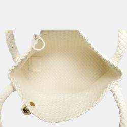 Pre Owned Bottega Veneta White Leather Tosca Intrecciato Bag