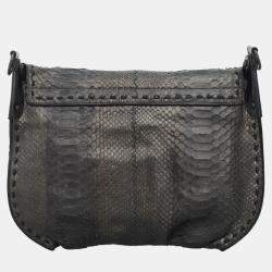 Pre Owned Bottega Veneta Python Flap Shoulder Bag