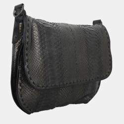 Pre Owned Bottega Veneta Python Flap Shoulder Bag
