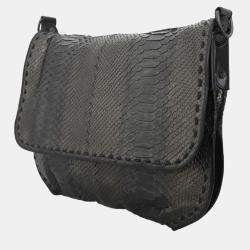Pre Owned Bottega Veneta Python Flap Shoulder Bag