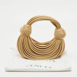 Pre Owned Bottega Veneta Beige Leather Tubular Mini Double Knot Hobo