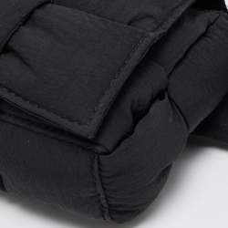 Pre Owned Bottega Veneta Black Intreccio Nylon Cassette Belt Bag