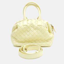 Pre Owned Bottega Veneta Yellow Leather Bauletto Mini Tote and Shoulder Bag