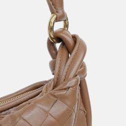 Pre Owned Bottega Veneta Brown Leather Gemelli Medium