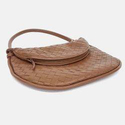 Pre Owned Bottega Veneta Brown Leather Gemelli Medium