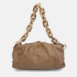 Pre Owned Bottega Veneta Brown Leather Chain Shoulder Bag