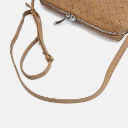 Pre Owned Bottega Veneta Brown Leather mesh crossbody bag