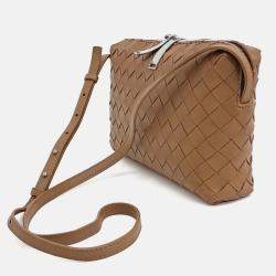 Pre Owned Bottega Veneta Brown Leather mesh crossbody bag