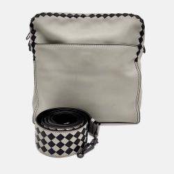 Pre Owned Bottega Veneta Black Grey Leather crossbody bag