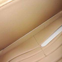 Pre Owned Bottega Veneta Beige Leather Cassette Zipper Long Wallet