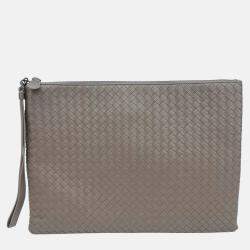 Pre Owned Bottega Veneta Brown Leather mesh clutch