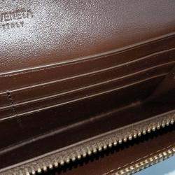 Pre Owned Bottega Veneta Brown Leather Mesh Long Wallet