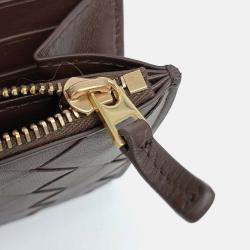 Pre Owned Bottega Veneta Brown Leather Mesh Long Wallet