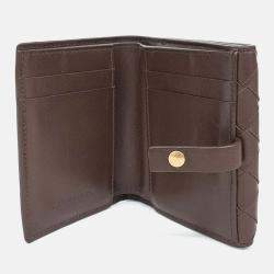Pre Owned Bottega Veneta Brown Leather mesh bi-fold wallet