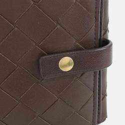 Pre Owned Bottega Veneta Brown Leather mesh bi-fold wallet