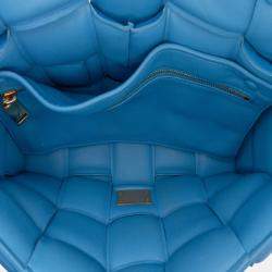 Pre Owned Bottega Veneta Blue Nappa Intrecciato Padded Chain Cassette Satchel