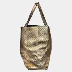 Pre Owned Bottega Veneta Gold Leather Tote Bag